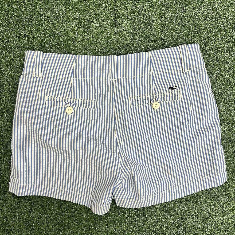 Womens Vineyard Vines Seersucker 4" Inseam Shorts Size 2 Blue Beachy Resort